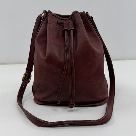 Vintage 90s Coach Mahogany Leather Drawstring Bucket Bag Crossbody USA Made