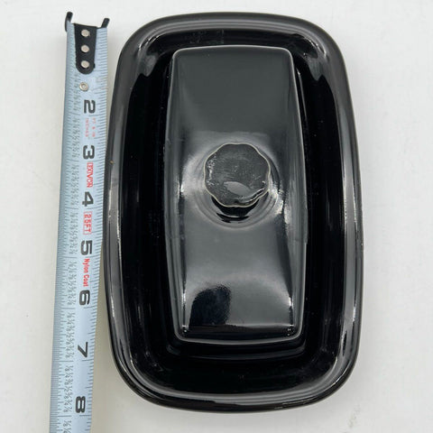 Homer Laughlin Fiesta Black Covered Butter Dish 2pc Set Glazed Earthenware