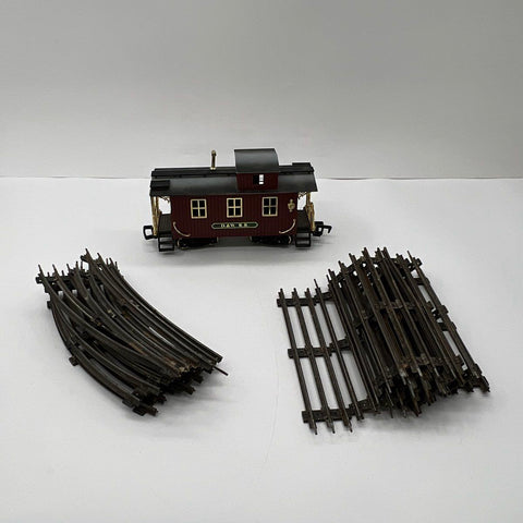 D&W R.R. Model Train Caboose and Metal Track Lot G Scale Vintage Style