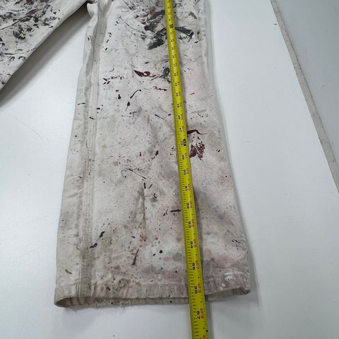 Dickies White Paint Splatter Distressed Workwear Bib Overalls Men's 38x29