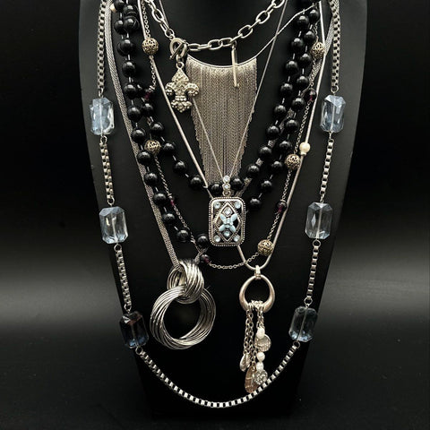 Statement Costume Jewelry Lot 15+ Necklaces Bib Pendant Beaded Multi-Strand