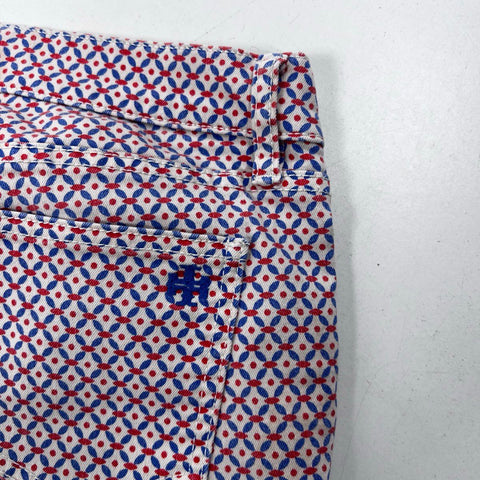 Tory Burch Women's Red Blue Geometric Straight Leg Pants Size 26