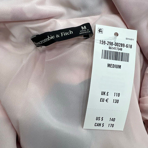 Abercrombie Women's Pink Abstract Ruched Drapey Cowl Back Maxi Dress M NWT