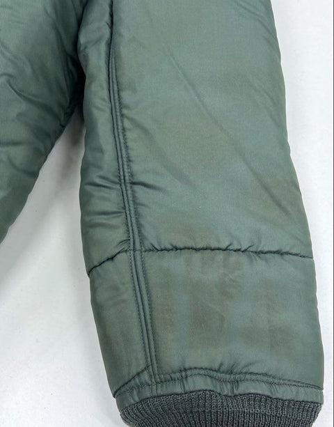 Vintage Military Green Sherpa Lined Quilted Bomber Jacket Liner Men's Small