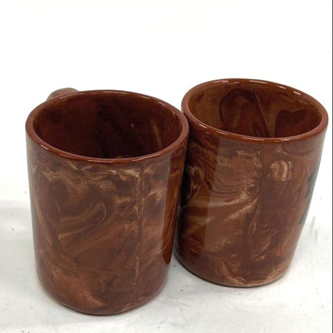 House of Marble Bucking Bronco Mug 2 Piece Set Brown Swirl Vintage