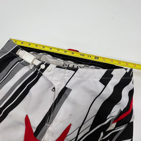 Thor Mens Flux Semi Vented Motocross Pants Black Red Graphic Dirt Bike MX Sz 28