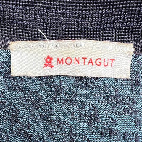 Vintage 90s Montagut Textured Knit Geometric Polo Shirt Fil Lumiere Sz M