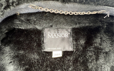 Vintage 90s Austin Manor Men's Gray Overcoat Faux Fur Collar Lining Sz 38R