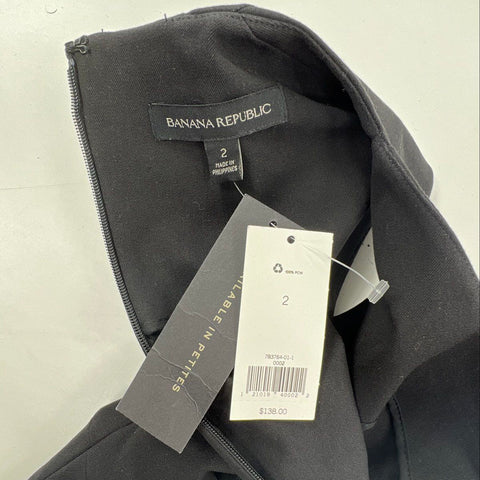 Banana Republic Women's Petites Dress Black Sheath V-Neck NWT Sz 2