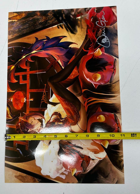 Signed OniGirl Art Print Lot 8pcs Anime Manga Style Oni Girls Contemporary