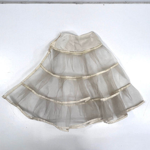 Vintage 1950s Tiered Crinoline Petticoat Slip Ivory Mesh Newform Sz 10