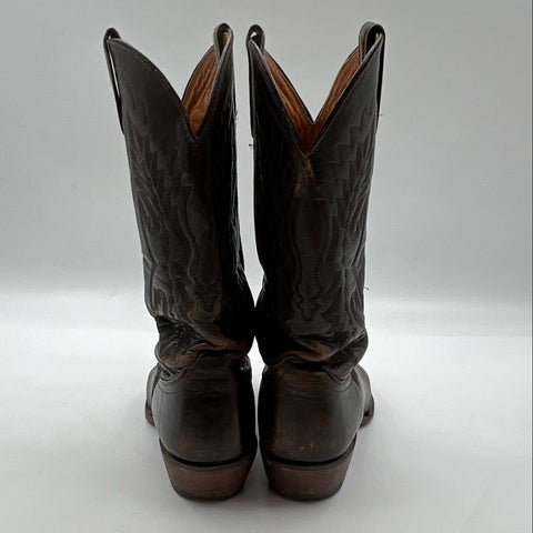 Vintage Nocona Dark Brown Leather Western Cowboy Boots Men's Size 10.5