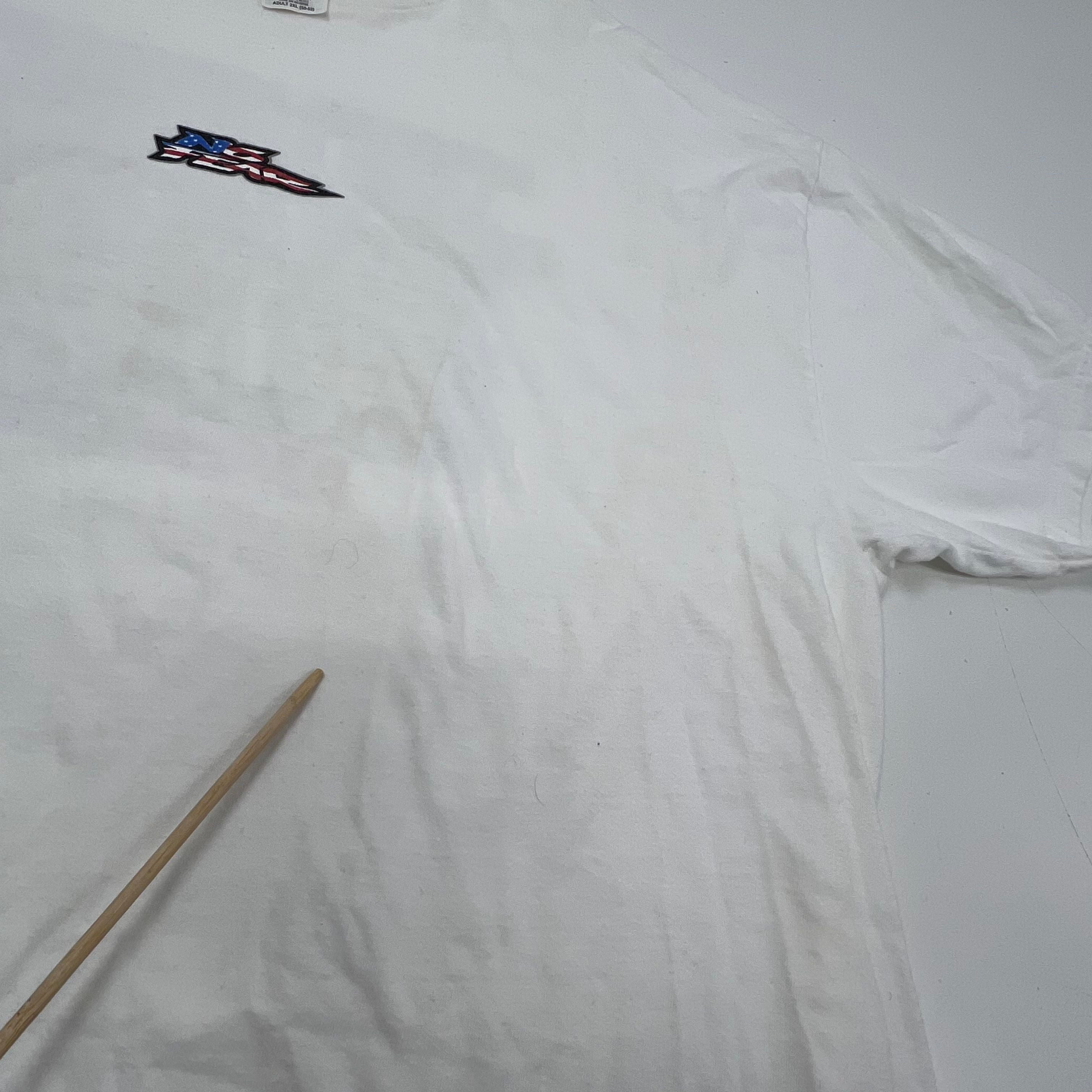 Vintage Y2K Stussy No Fear Graphic T Shirt Proud American White USA Made 2XL