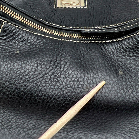Dooney & Bourke Black Pebble Grain Leather Hobo Shoulder Bag Gold Hardware