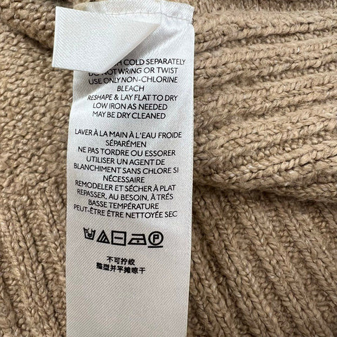 Free People Women's Brookside Sweater Tan Brown V-Neck Oversized Knit Size M