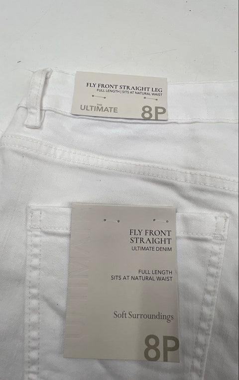 Soft Surroundings Women's Ultimate Denim Straight Leg Jeans White NWT Sz 8P