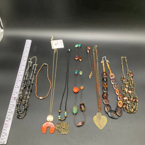 Chico's J.Jill Noonday Boho Beaded Necklace Jewelry Lot Filigree Elephant Heart