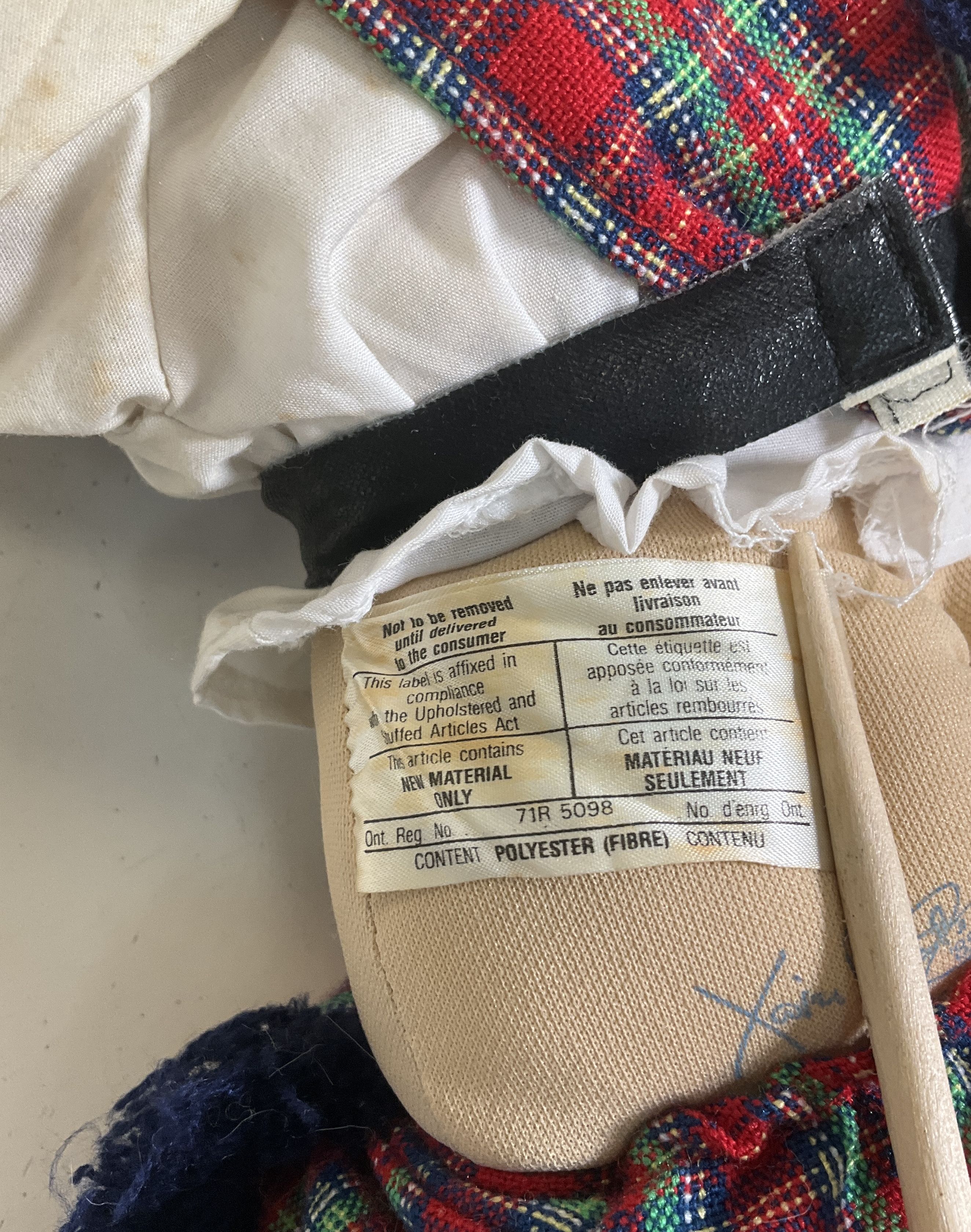 Vintage 80s Cabbage Patch Kids Doll Scottish Outfit Plaid Kilt Xavier Roberts