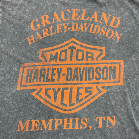Vintage Y2K Harley-Davidson Graceland Memphis TN Acid Wash T-Shirt Sz M