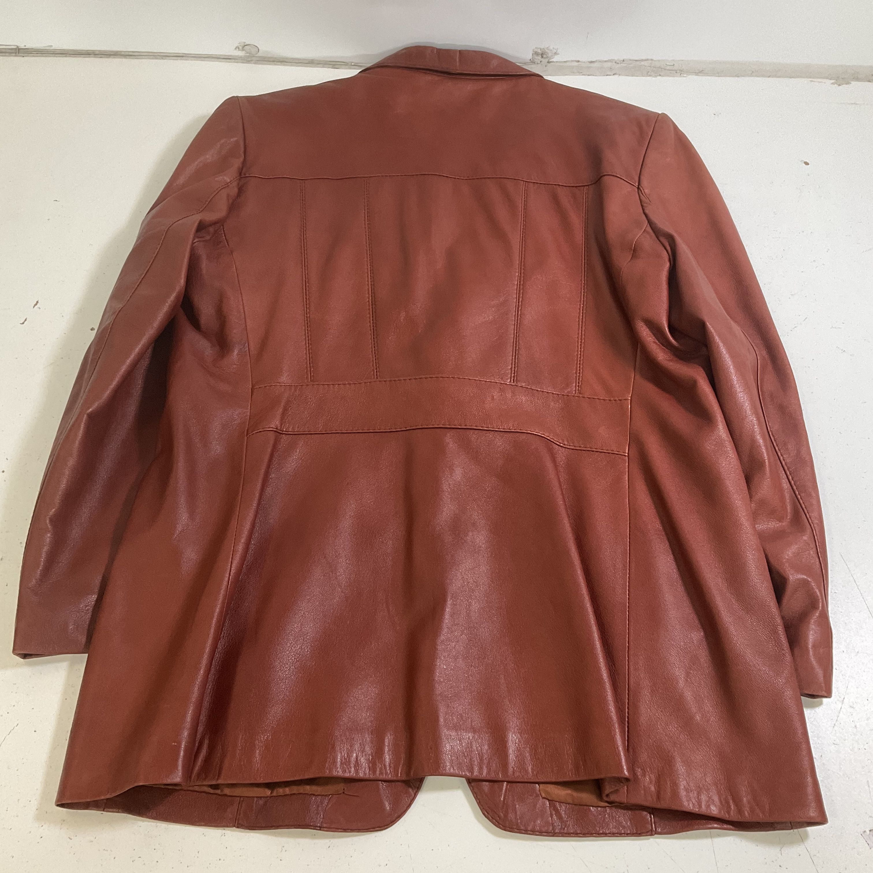 Vintage 70s Woolf Brothers Brown Leather Blazer Sport Coat Jacket Mens Size 44