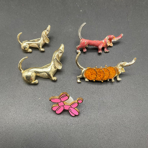 Dachshund Jewelry Lot 925 Sterling Silver Huggies Anthropologie JJ Pins 7pc