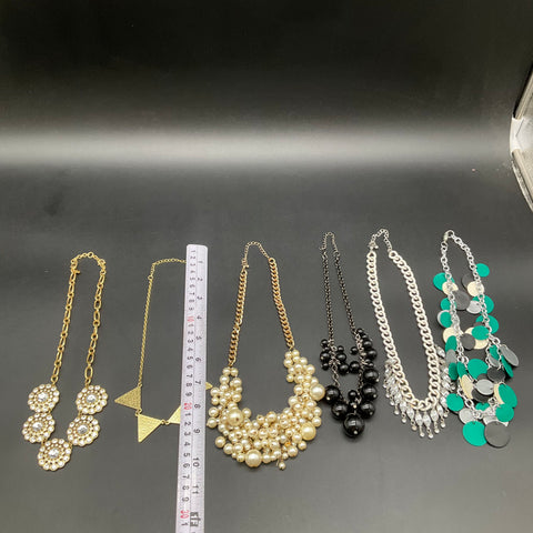 J. Crew & Mixed Fashion Necklace Lot of 6 Statement Bib Faux Pearl Rhinestone
