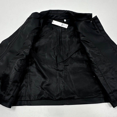 Chico's Women's Black Faux Leather Zip Front Jacket Sz 1 NWT