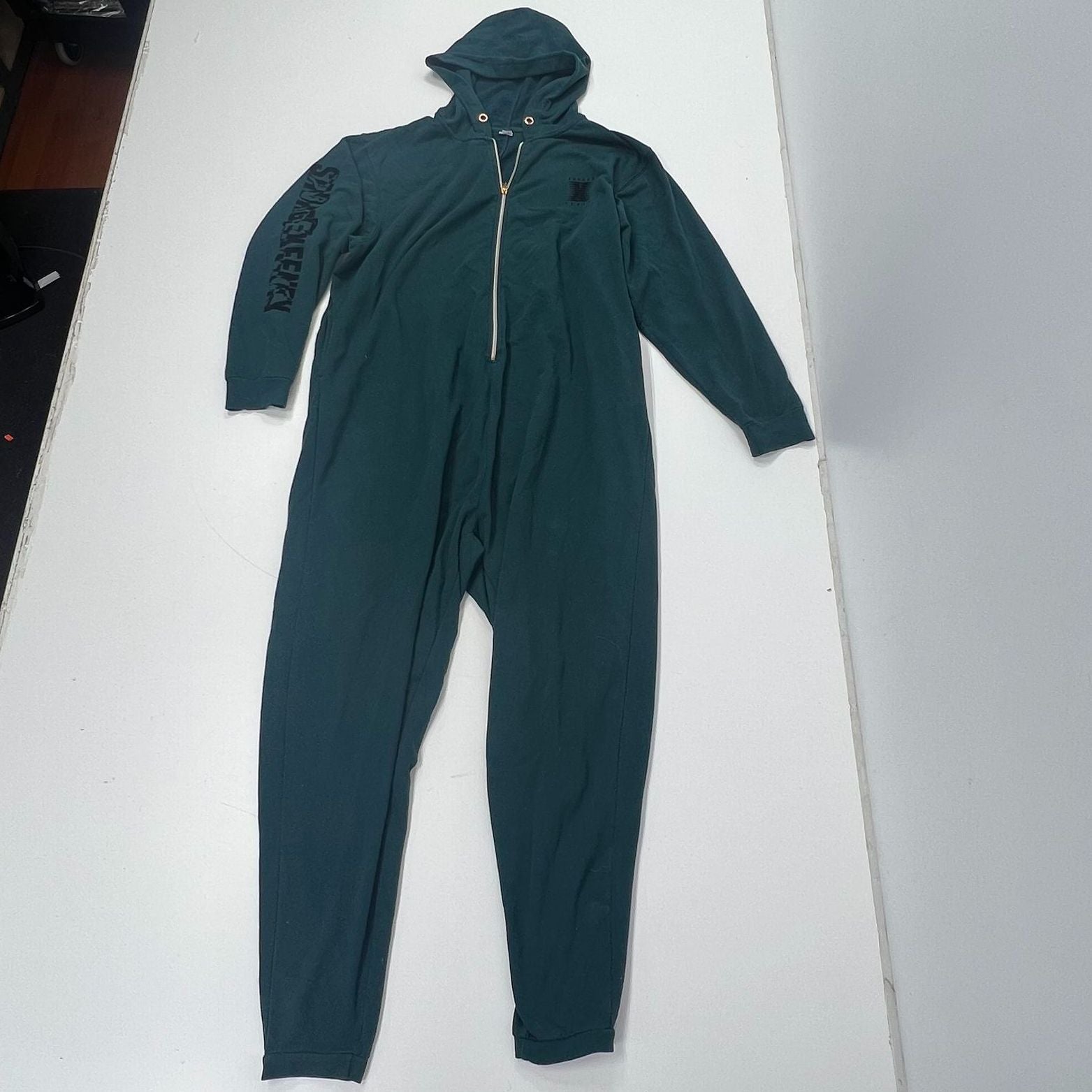 Savage X Fenty Dark Green Hooded Full Zip Logo Jumpsuit Romper Women's