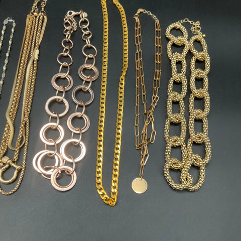 Fashion Jewelry Lot 12 Necklaces Gold Silver Tone Statement Heart Butterfly