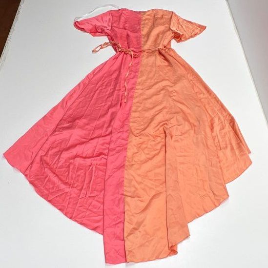 NWT Missguided Bright Orange And Half Pink Formal Long Dress Women's Size Large