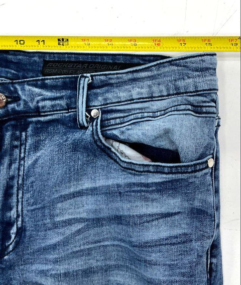 Rockstar Original Men's RSM 205 Blue Camo Flare Denim Distressed Jeans Size 38