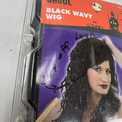 Totally Ghoul Black Wavy Wig CUT SHORT Bob Style Costume Halloween One Size