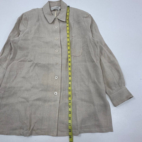 Bernard Zins Women's Vintage 90s Tan Linen Shirt Jacket Made in France Sz 8