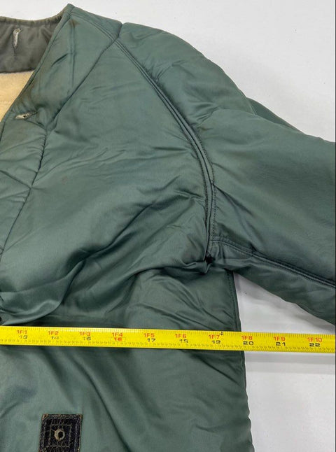 Vintage Military Green Sherpa Lined Quilted Bomber Jacket Liner Men's Small