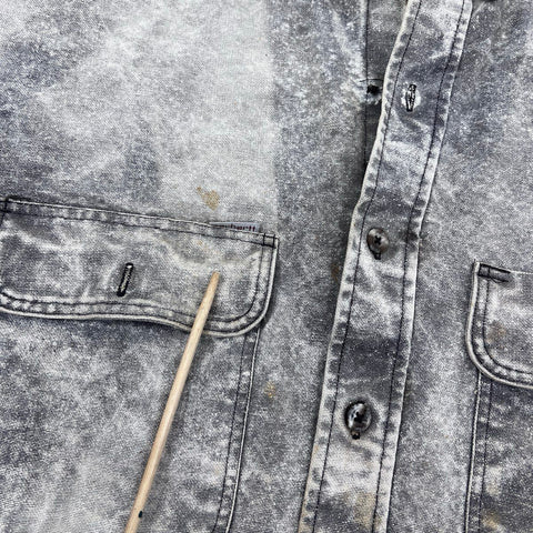 Carhartt Men's Gray Acid Wash Sun Faded Distressed Work Shirt Size XXL