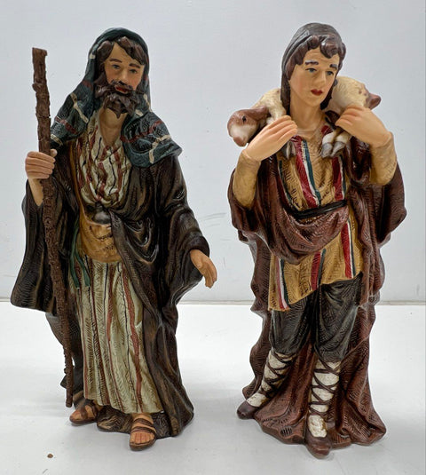 Nativity Scene Set Lot 17 Pieces Large Scale With Stable Hand-Painted Ceramic