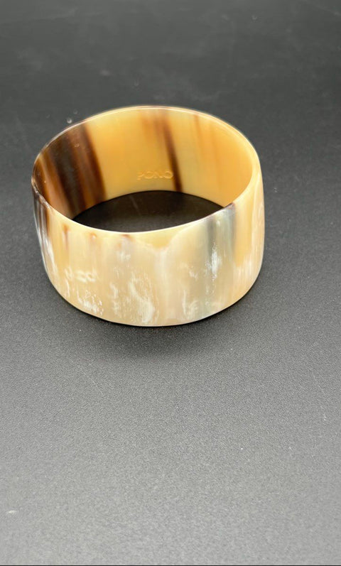 PONO by Joan Goodman Chunky Resin Bangle Bracelet Wide Oval Brown Signed 7.25"