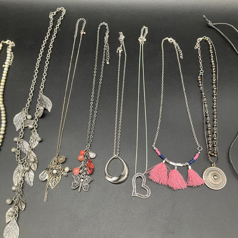 Vintage to Modern Costume Necklace Lot 12pc Boho Statement Faux Pearl Tassel