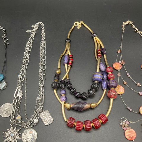 Chico's Jewelry Lot 5 Pieces Multi-Strand Beaded Necklaces Celestial Charms