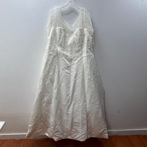 Vintage Y2K Kathryn Lacroix Beaded Floral Wedding Dress Gown A-Line Sz 26