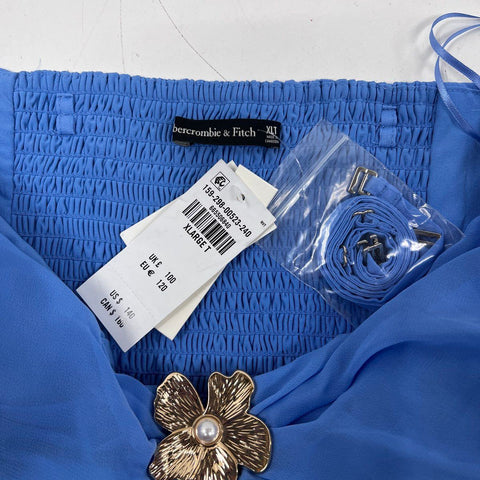 Abercrombie & Fitch Women's Blue Strapless Ruffle Hardware Maxi Dress NWT XLT