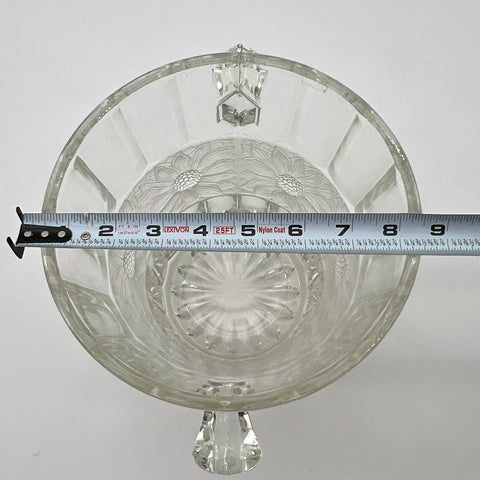 Pressed Glass Clear Champagne Bucket Frosted Floral Sunflower Pattern 8 Inch