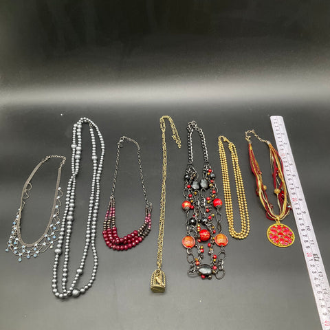 Costume Jewelry Lot of 7 Statement Necklaces Beaded Multi Strand Pendants