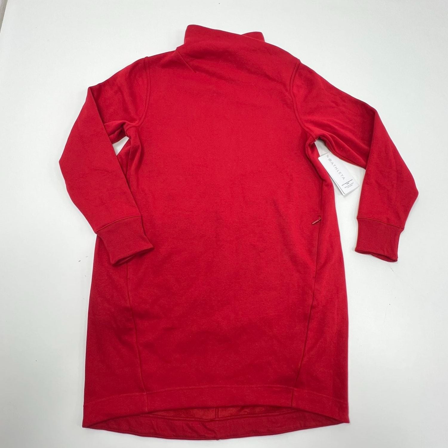 Athleta Red Cozy Karma Mock Neck Fleece Lined Dress Women's L NWT