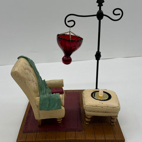 Westland WMG 2003 Miniature Reading Room Diorama Resin Glass Chair Ottoman 8"