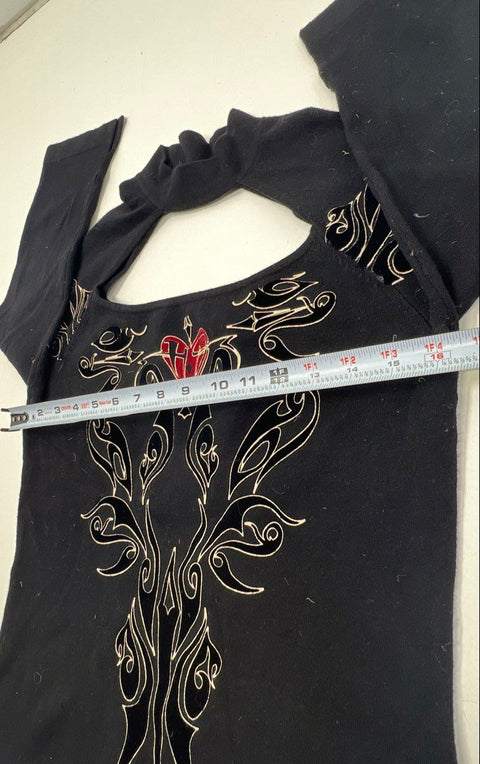 Vintage 90s Harley-Davidson Tribal Heart Cut Out Choker Neck Shirt Sz M