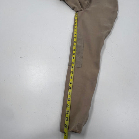 On Course Women's Tan Cotton Naturals Riding Jodhpurs Breeches Knee Patch Sz 32