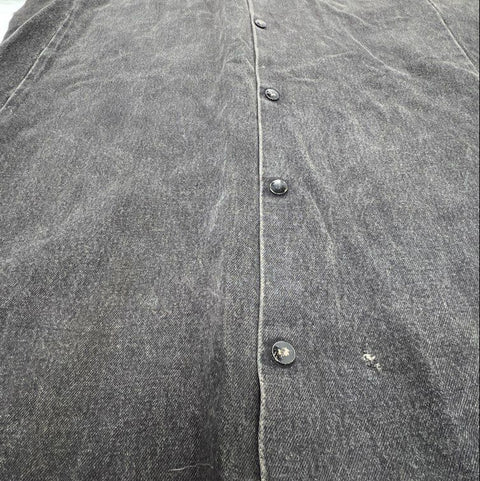 Vintage 90s Saddlesmith Outfitters Black Denim Snap Duster Coat Sz XL