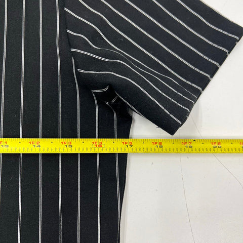 Mauvais Men's Black Pinstripe Quarter Zip Stretch Polo Shirt Size S