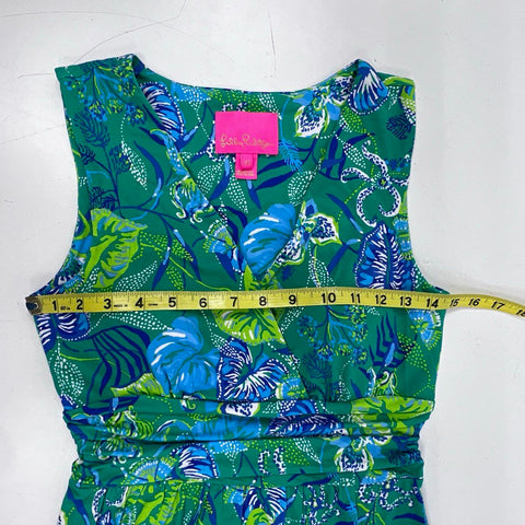 Lilly Pulitzer Women's Hollie Green Tropical Print Hi-Low Maxi Dress Sz XS